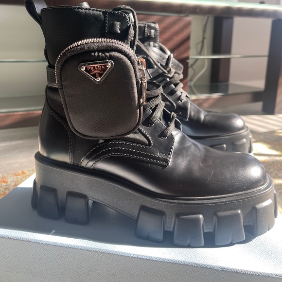 Prada Monolith leather and Re-Nylon boots with pouch - Picture 1 of 14